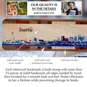 Personalized Seattle, Washington Skyline - Color Wooden Bookmark with Tassel - Made in USA