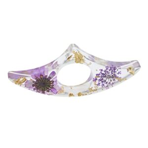 farboat resin dried flower thumb support for reading aid natural style bookmark page marker (fan shape purple)