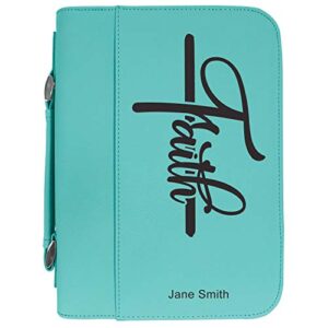 custom bible/book cover | personalized laser engraved | teal with faith | 7 1/2″ x 10 3/4″