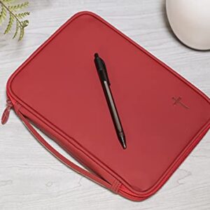 Cross Solid Blank Red Thinline Vinyl Zippered Bible Cover Case With Handle