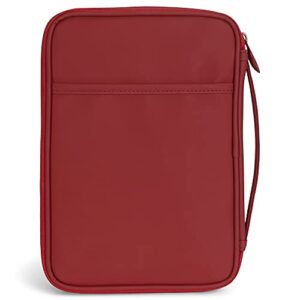 Cross Solid Blank Red Thinline Vinyl Zippered Bible Cover Case With Handle