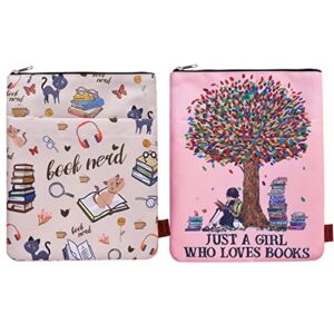 2 pcs book sleeves book nerd and just a girl who loves books