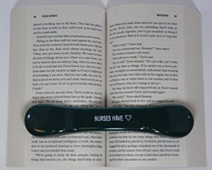 bookbone (tm) – made in the usa – the original weighted rubber bookmark – printed with – nurses have heart – holds books open