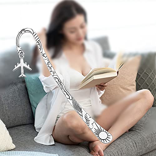 AKTAP Reading Lover Gift Airplane Bookmarks Book Gift for Travel Enthusiast Flight Attendant Book Jewelry Fly Safe Gift (Airplane Bookmarks)