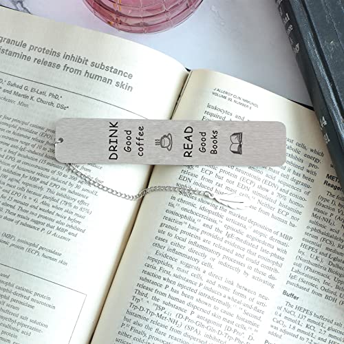 Bookmarks Book Club Gifts for Book Lovers Readers Coffee Lovers Librarian Her Women Men Coworkers Best Friends Metal Bookmarks for Christmas Graduation Thanksgiving