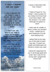 (50 count) i said a prayer for you today religious bookmarks church supplies sundy school vbs