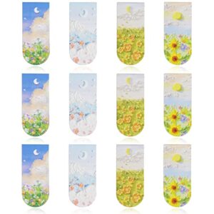 12 pcs painting magnetic bookmarks, fall magnet book markers with card, page clips bookmarks for students women, laminated book mark for reading lovers girls teachers school stationery gifts