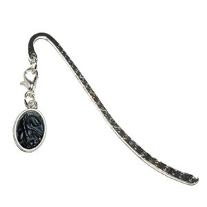 graphics and more dragon black gray grey – fantasy metal bookmark page marker with oval charm