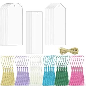 sewroro 73pcs acrylic blank bookmark set with clear bookmark tassels hemp rope book markers for diy crafts projects present tag
