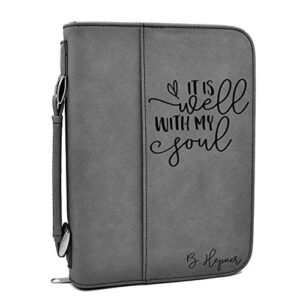 custom bible cover | it is well with my soul |personalized bible cover (gray)