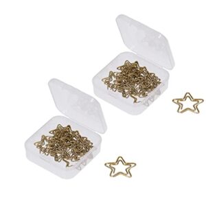 40Pcs Cute Paper Clips, Gold Paper Clips Star Shaped Paper Clip Fun Paper Clips Small Paper Clips Mini Bookmark Clips with 2 Clear Boxes