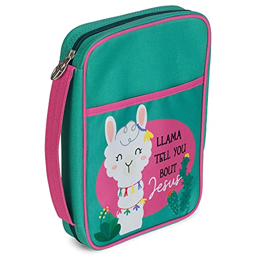 Llama Tell You About Jesus Pink Medium Canvas Bible Cover with Handle
