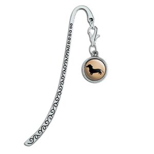 dachshund wiener dog metal bookmark page marker with charm