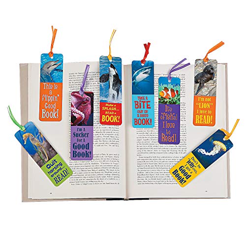 Fun Express Laminated Realistic Ocean Bookmarks - 48 Pieces - Educational and Learning Activities for Kids