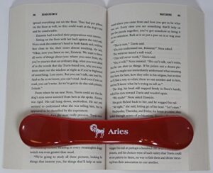 bookbone (tm) – made in the usa – the original weighted rubber bookmark – printed with – zodiac symbol aries – holds books open