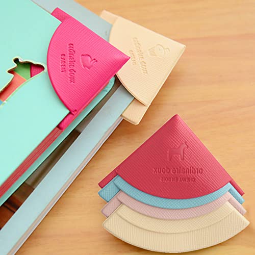 Corner Leather Bookmark yyangz 4PCS 4Color Triangle Shaped Leather Book Marks, Page Corner Leather Reading Handmade Vintage Cute Bookmarks for Women Bookworm Gift,Triangle Book Mark
