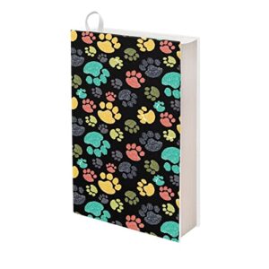 tongluoye colorful dog paws book cover for girls trendy book sleeve protector suitable for most 9-11 inch books elegant book covers for paperback hardcover stretchable book pouch with medium size