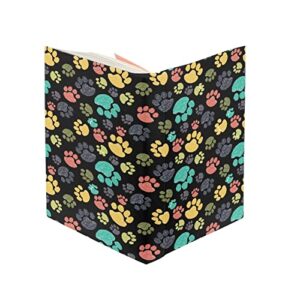 Tongluoye Colorful Dog Paws Book Cover for Girls Trendy Book Sleeve Protector Suitable for Most 9-11 Inch Books Elegant Book Covers for Paperback Hardcover Stretchable Book Pouch with Medium Size