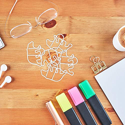 12Pcs Bear Shape Paper Clips,White Journal Paper Clips Metal Bookmark Clips Office Supplies with Storage Box for Document Organizing