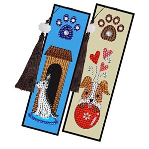 Love Heart Dog Bookmark Diamond Painting - pigpigboss 2 Sets Diamond Painting Bookmark with Tassel Cute House Dog Diamond Painting Bookmark for Adult Kid Graduation Gift (SQ81)