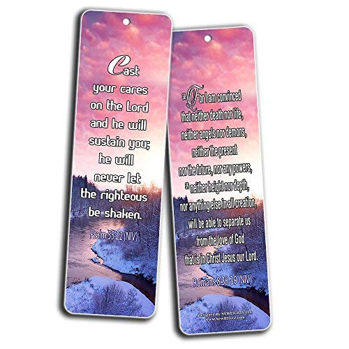 Bible Verses Bookmarks (12-Pack) - Bible Verses to Release Stress and Anxiety - Inspirational Religious Scriptures Prayer Cards - Best Encouragement Gifts for Men Women Teens Kids - Church Supplies