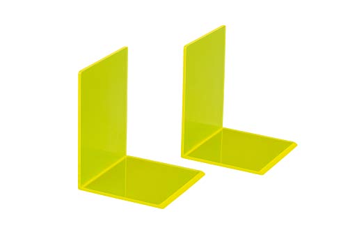 Maul Pack of 2 Premium Acrylic Bookends 10 x 10 x 13 cm Neon Yellow