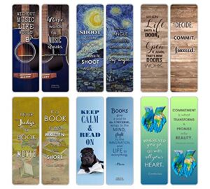 creanoso awesome inspirational bookmarks for books (12-pack) – awesome book markers for men, women, teens – unique assorted bookmarks designs – premium design gifts for bookworms – wall decal