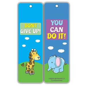 Creanoso Safari Animals Motivational Bookmark Cards (12-Pack) – Premium Quality Set – Inspiring Inspirational Words for Boys, Girls, Kids – Six Assorted Bookmarks Designs Pack