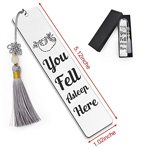 Ptzizi You Fell Asleep Here Inspirational Metal Engraved Bookmark Clip with Tassel for Friends Teachers Students Book Lovers Retirement Teacher's Day Graduation Christmas Anniversary Birthday Gifts