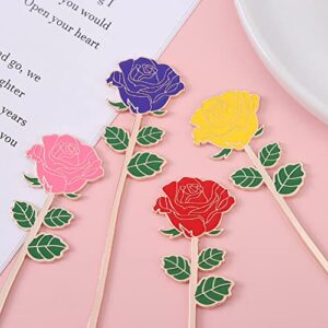 ARFUKA Bookmarks Rose Shaped Metal Bookmark Reading Book Markers Gifts for Women, Kids, Teens Girls, Readers and Book Lovers Pack of 4