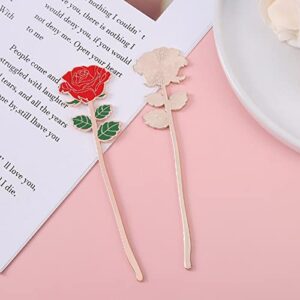 ARFUKA Bookmarks Rose Shaped Metal Bookmark Reading Book Markers Gifts for Women, Kids, Teens Girls, Readers and Book Lovers Pack of 4