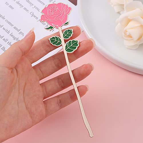 ARFUKA Bookmarks Rose Shaped Metal Bookmark Reading Book Markers Gifts for Women, Kids, Teens Girls, Readers and Book Lovers Pack of 4