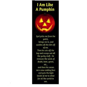 biblebanz i am like a pumpkin halloween bookmarks, 100 pack, christian handouts, trunk or treat ideas, fall festival
