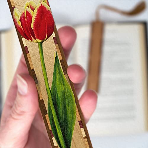 Tulip Art by Christi Sobel on Mitercraft Handmade Wooden Bookmark - Also Available Personalized - Made in USA