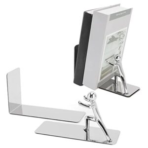 Agatige Metal Bookends, Book Stoppers Fung Fu Man Heavy Duty Stainless Steel Man Bookends Nonskid Bookends Art Bookend