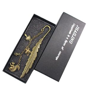 jhailing bookmarks for women leaf metal book lovers beautiful unique personalized squirrel bookmark with gift box for adults for teachers man kids reader school office gifts
