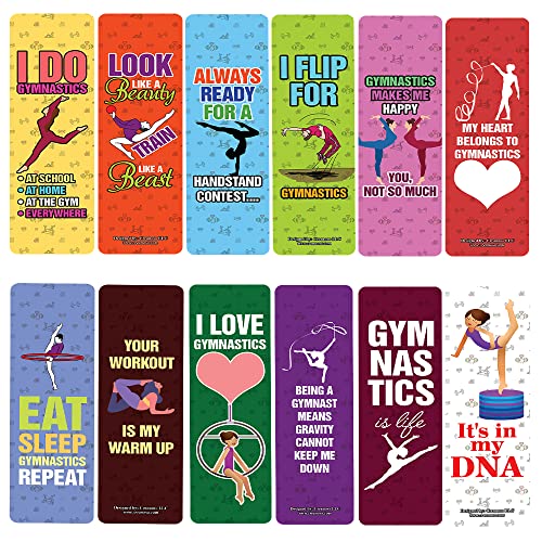 Creanoso I Do Gymnastics Bookmarks (10-Sets X 6 Cards) – Daily Inspirational Card Set – Interesting Book Page Clippers – Great Gifts for Adults and Teens