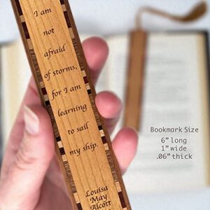 Louisa May Alcott Inspirational Little Women Quote, Engraved Wooden Bookmark - Also Available with Personalization - Made in USA