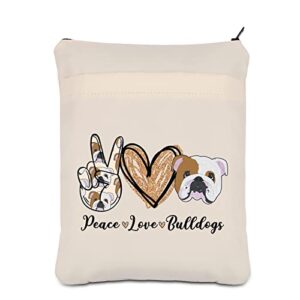 pliti bulldog book sleeve english bulldog lover gift bulldog mom gift peace love bulldogs book bag (peace bulldogs bs)