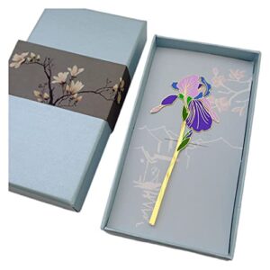 hollow metal bookmarks retro colorful flowers bookmarks reading markers with gift boxes for teacher gift student supplies purple iris