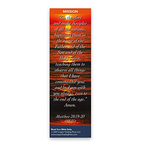 Christian Bookmark with Bible Verse, Pack of 25, Mission Themed, Go Therefore and Make Disciples of All the Nations, Matthew 28:19-20