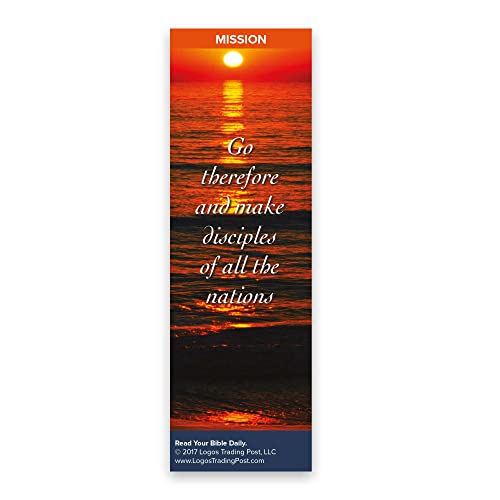 Christian Bookmark with Bible Verse, Pack of 25, Mission Themed, Go Therefore and Make Disciples of All the Nations, Matthew 28:19-20