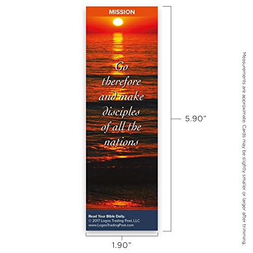 Christian Bookmark with Bible Verse, Pack of 25, Mission Themed, Go Therefore and Make Disciples of All the Nations, Matthew 28:19-20