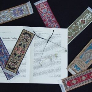 Oriental Carpet Bookmarks - Authentic Woven Fabric - Red Collection - 2 bookmark designs - Beautiful, Elegant,Cloth Bookmarks! Best Gifts & Stocking Stuffers for Men,Women,& Teachers!