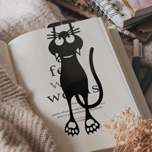 Curious Black Cat Bookmark: Locate Reading Progress with Cute Cat Paws, Reusable Creative Funny Hollow Cat Pattern Hanging Bookmark Page Markers(1pcs)