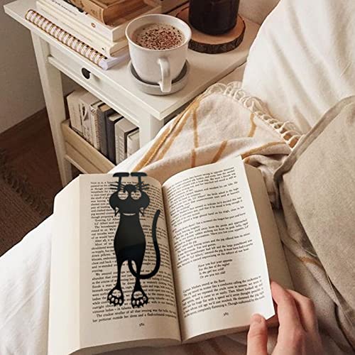 Curious Black Cat Bookmark: Locate Reading Progress with Cute Cat Paws, Reusable Creative Funny Hollow Cat Pattern Hanging Bookmark Page Markers(1pcs)