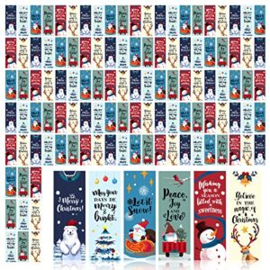 yoeejob 120pcs christmas bookmarks bulk for women/men/kids, xmas tree snowman santa reindeer claus bookmark for book lovers, christmas gift for students, holiday party favors