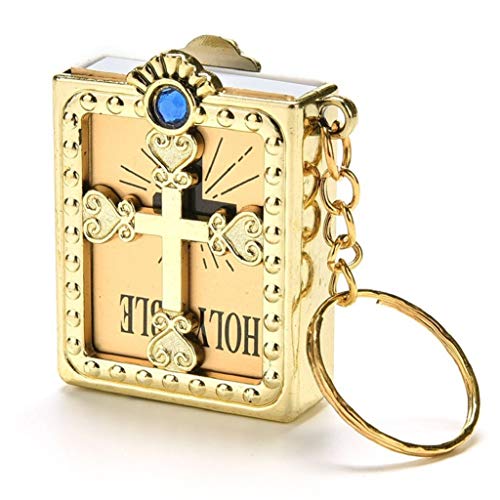 UKD Beautiful Fashion Mini Holy Bible Miniature Paper Spiritual Christian Jesus Keychain Keyringpulabo