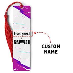 Personalized Bookmark, Customized Name Gamer, Console Video Game Bookmarks, Custom Metal Ruler Ornament Markers, Gifts for Book Lovers, Teen Boy Girl, Women Men On Birthday Christmas Day