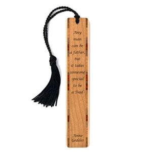 father quote by anne geddes – engraved wooden bookmark with tassel – made in usa – also available personalized